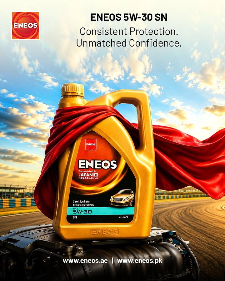 Engine Oil & Lubricants creative ad: Red fabric dramatizes protection and motion