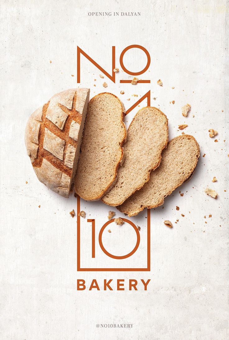 Poster: Scored sourdough loaf fanned into slices over a line-drawn No10 monogram