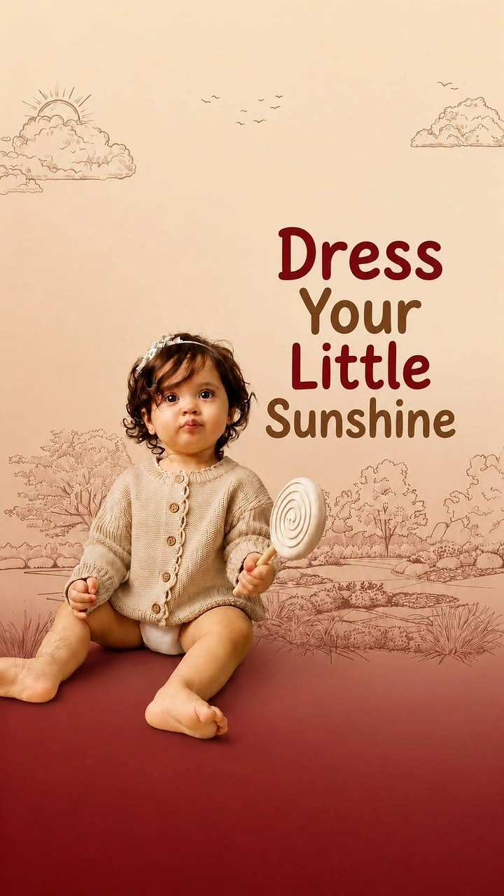 Kids Clothing creative ad: Photo blended with sketched landscape