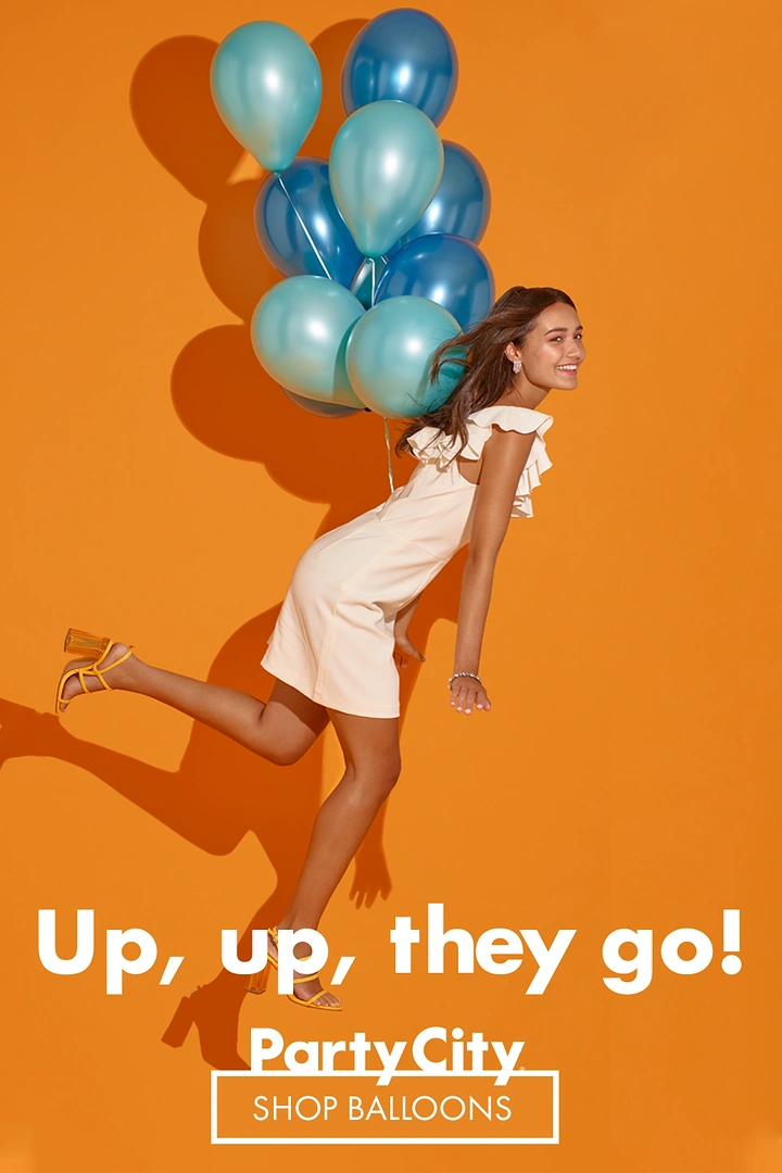 Balloon & Party Decorators creative ad: Playful upward-motion balloon campaign