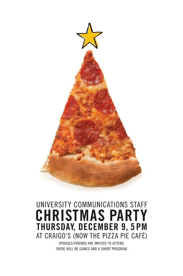 Christmas creative ad: Pepperoni pizza slice as Christmas tree