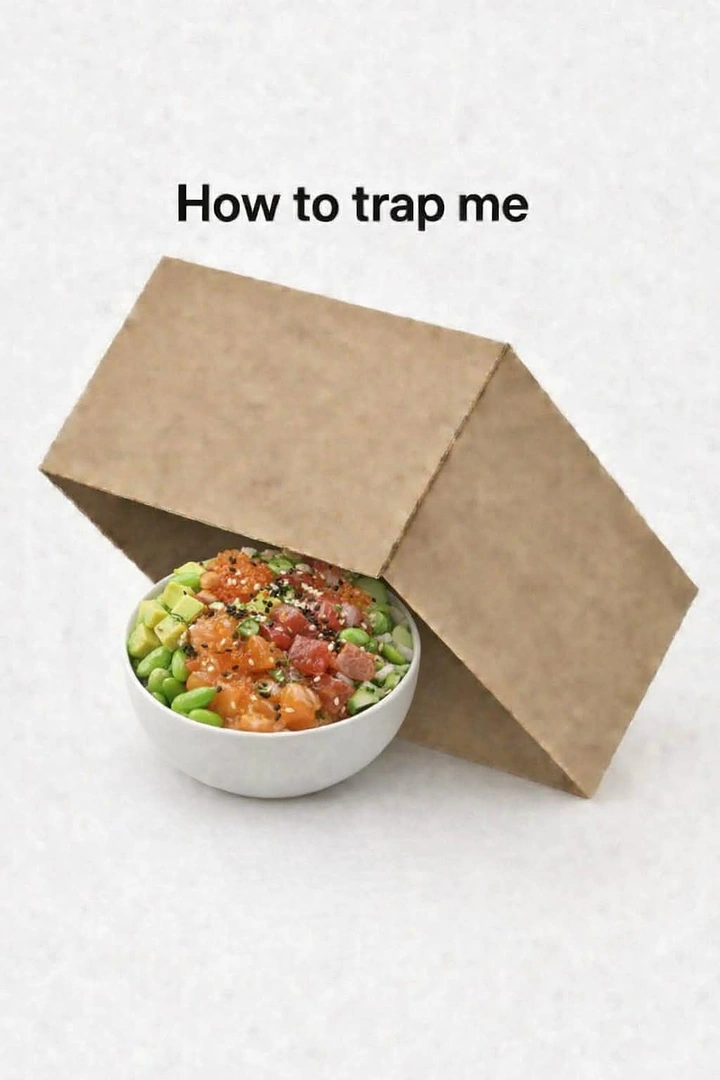 Salad Bars & Healthy Restaurants creative ad: Witty cardboard-trap bowl visual metaphor