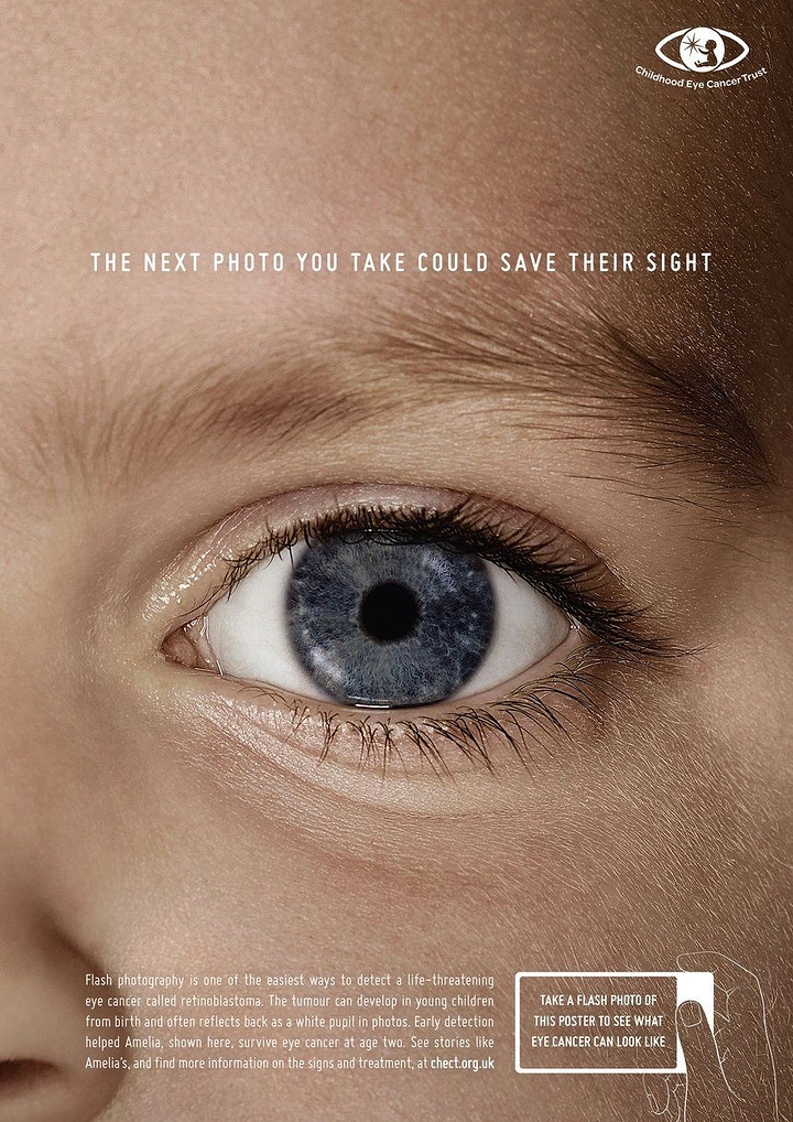 Opticians & Eye Care creative ad: Flash photo detects eye disease campaign