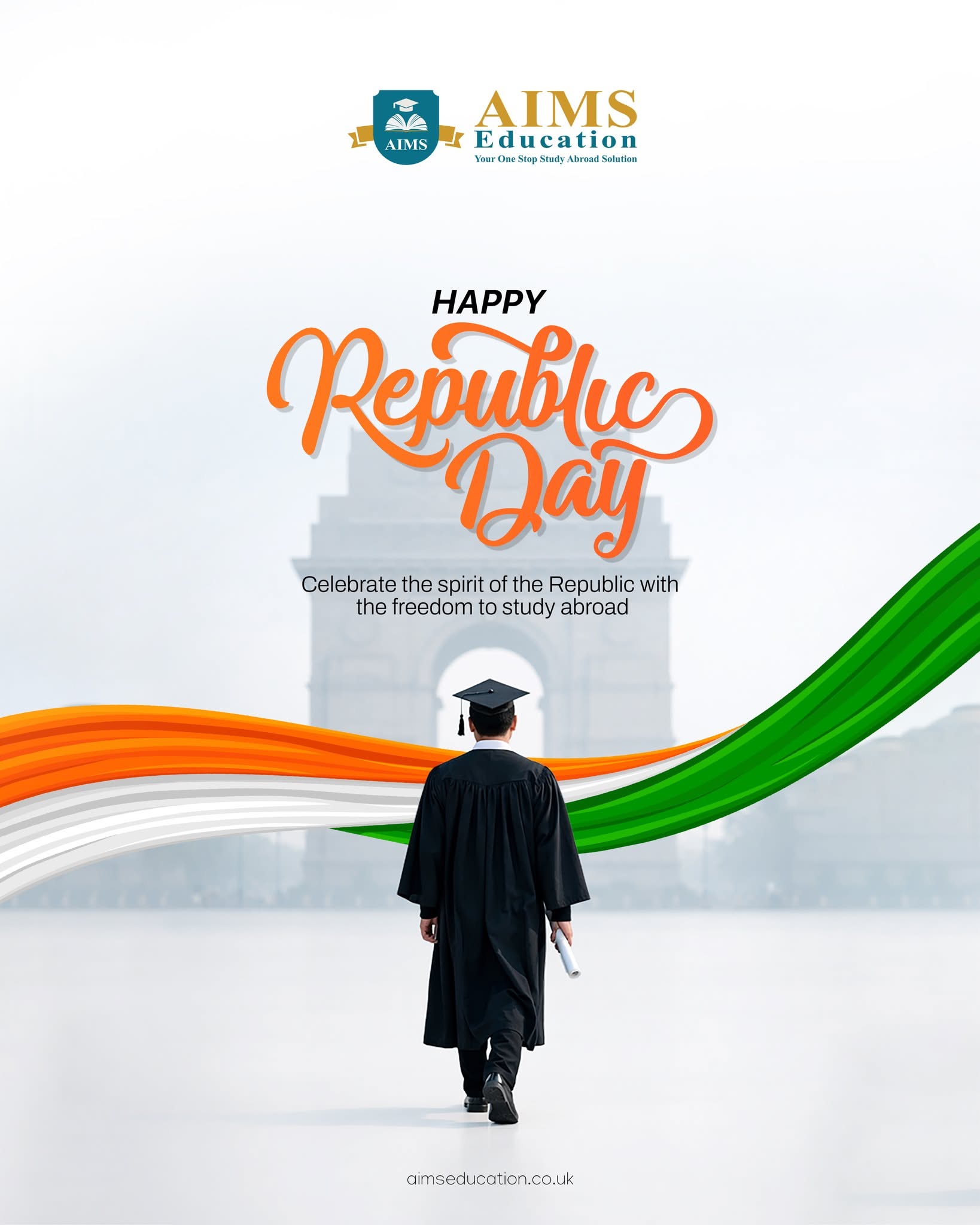 Republic Day Instagram post: Graduate walking toward misty India Gate