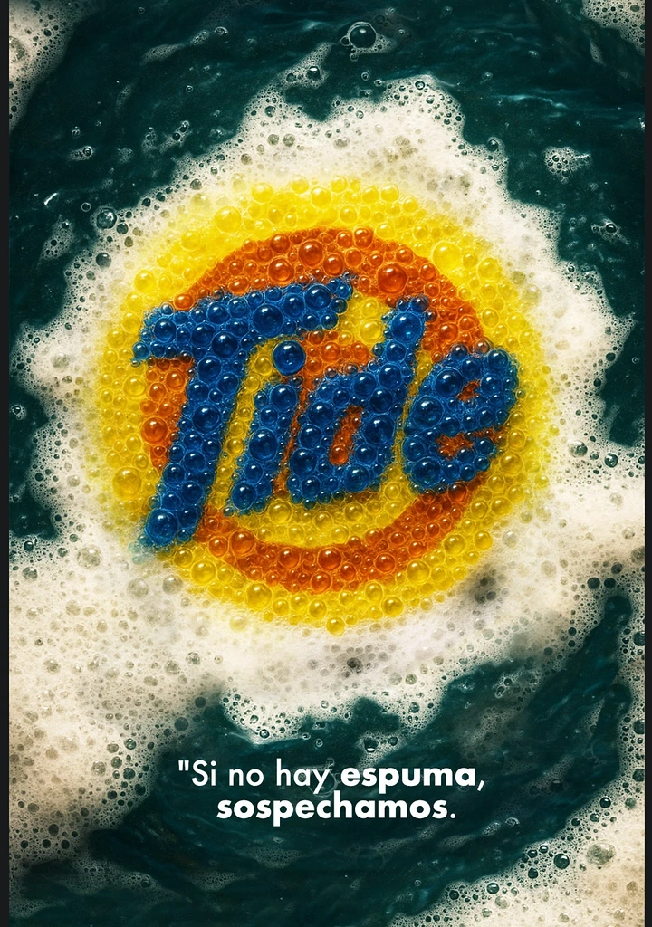 Laundry & Dry Cleaning creative ad: Tide logo formed in soap foam