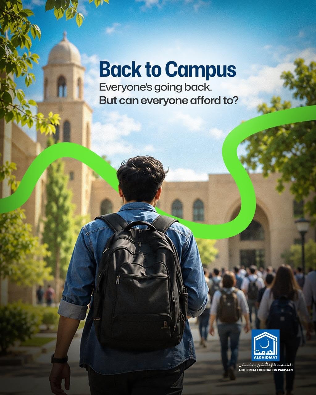 Instagram post: Affordability message uses playful path motif, slide 1