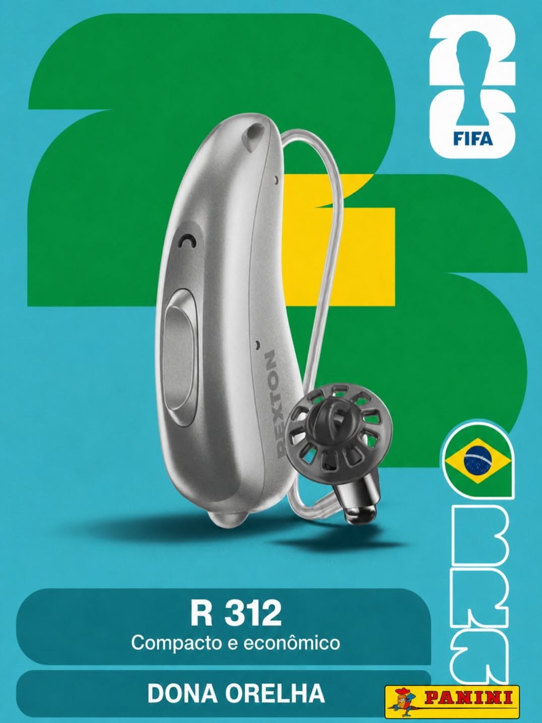 Instagram post: Hearing aid as Panini World Cup sticker, slide 1