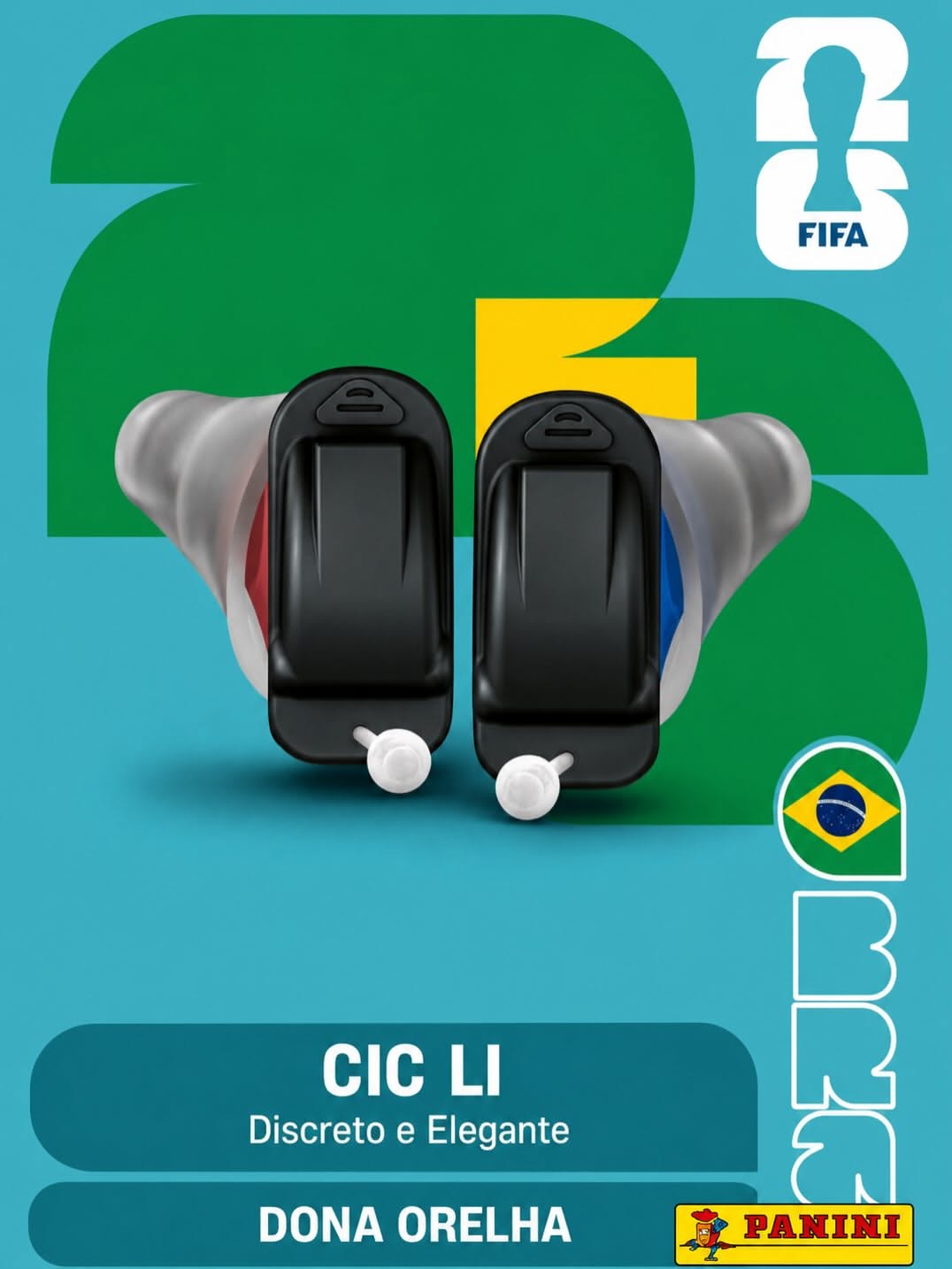 Instagram post: Hearing aid as Panini World Cup sticker, slide 3