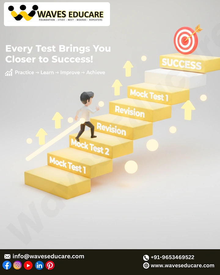 Test Prep & Exam Coaching creative ad: Mock-test staircase shows progress