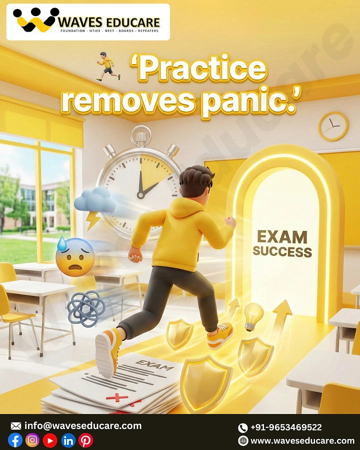 Test Prep & Exam Coaching creative ad: Practice visually opens success doorway