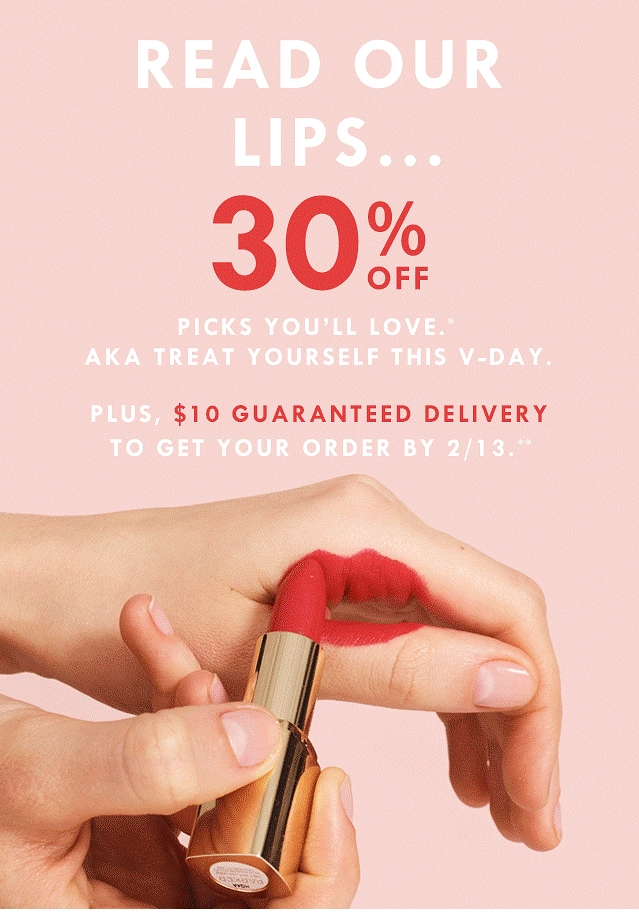 Valentine's Day creative ad: Hand with lips drawn in lipstick