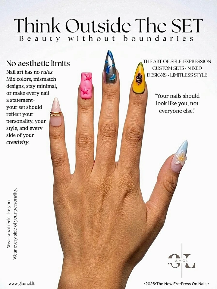 Nail Salons creative ad: 'Think Outside The SET' pun, editorial mismatched nails
