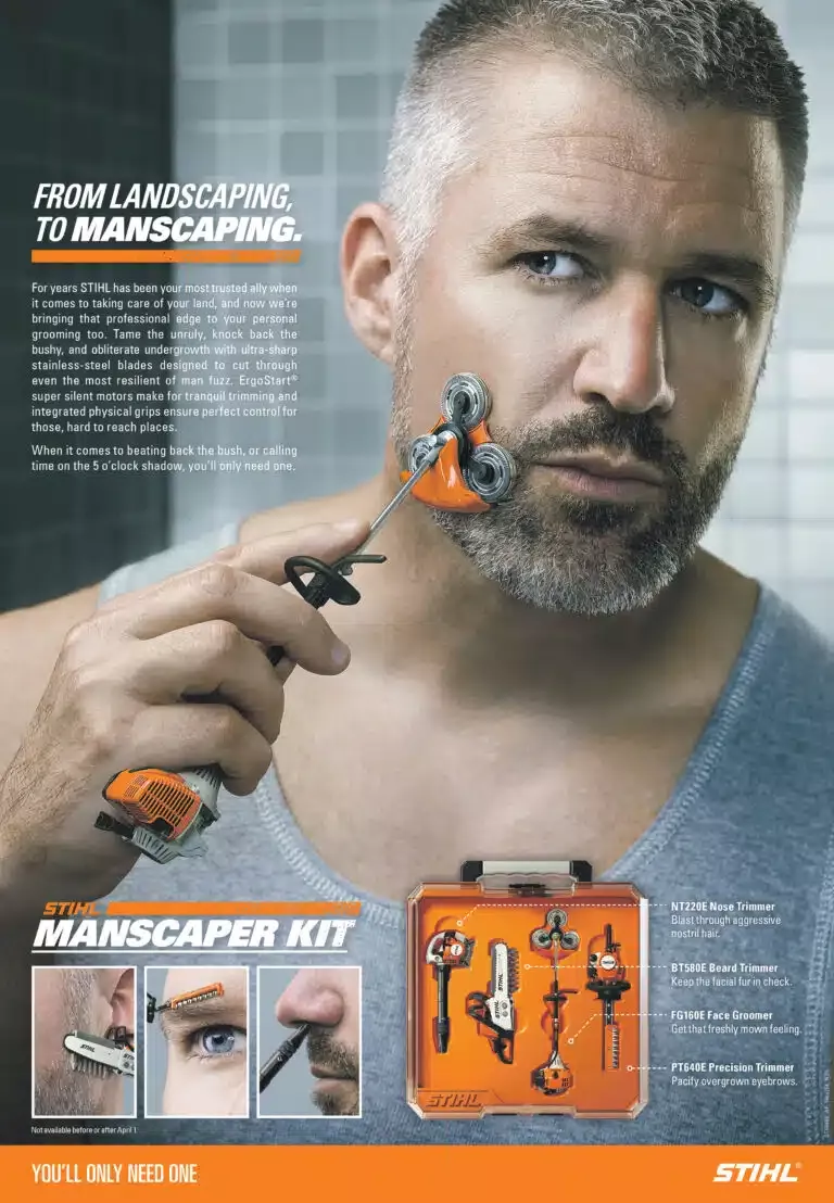 Story: Landscaping-to-manscaping visual pun