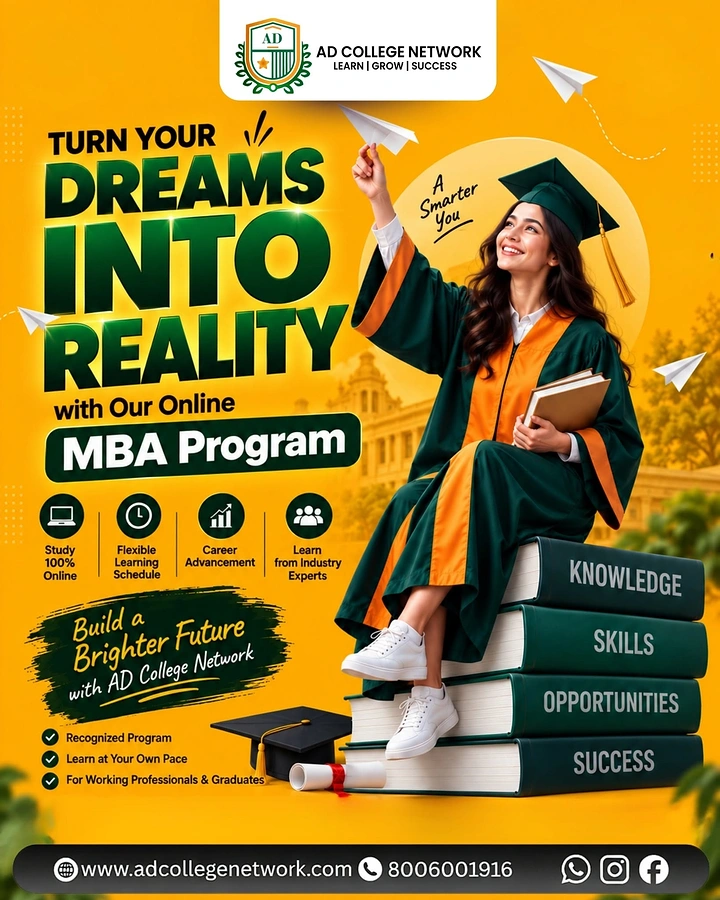 Universities & Colleges creative ad: Student sits atop books forming success metaphor
