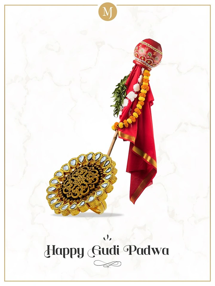 other-festival creative ad: Kundan statement ring forming the base of a gudi pole