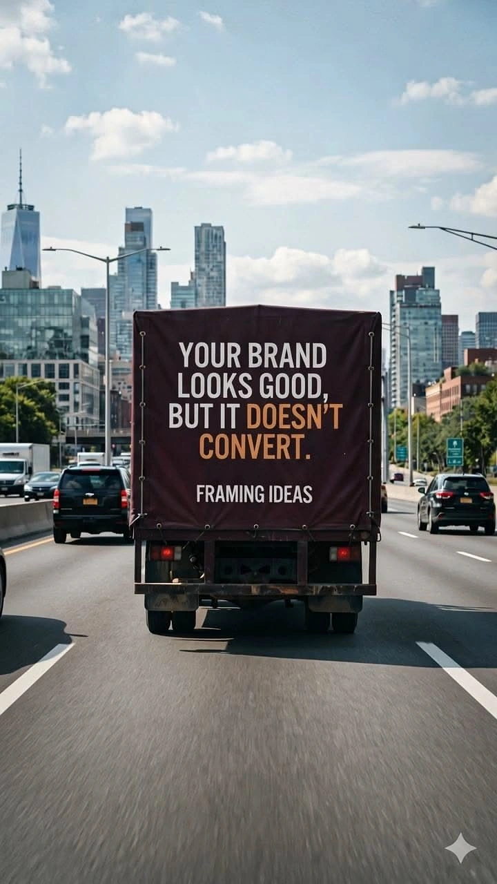 Agency creative ad: Agency message on truck in traffic