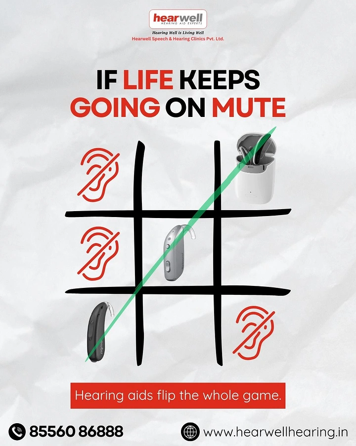 Hearing Aids creative ad: Tic-tac-toe game: aids win line
