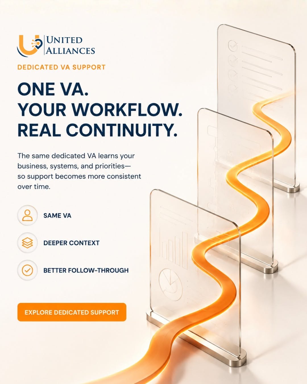 Instagram post: Orange ribbon creates workflow continuity metaphor