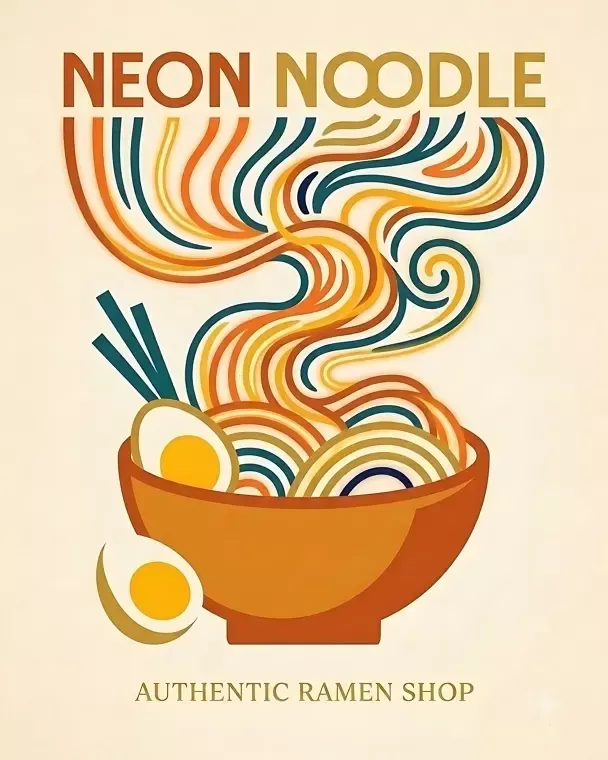 Instagram post: Decorative noodle forms create distinctive illustration