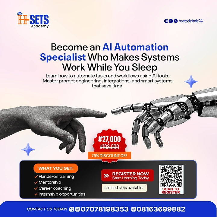 Robotics & STEM Classes creative ad: Robot hand makes systems work metaphor