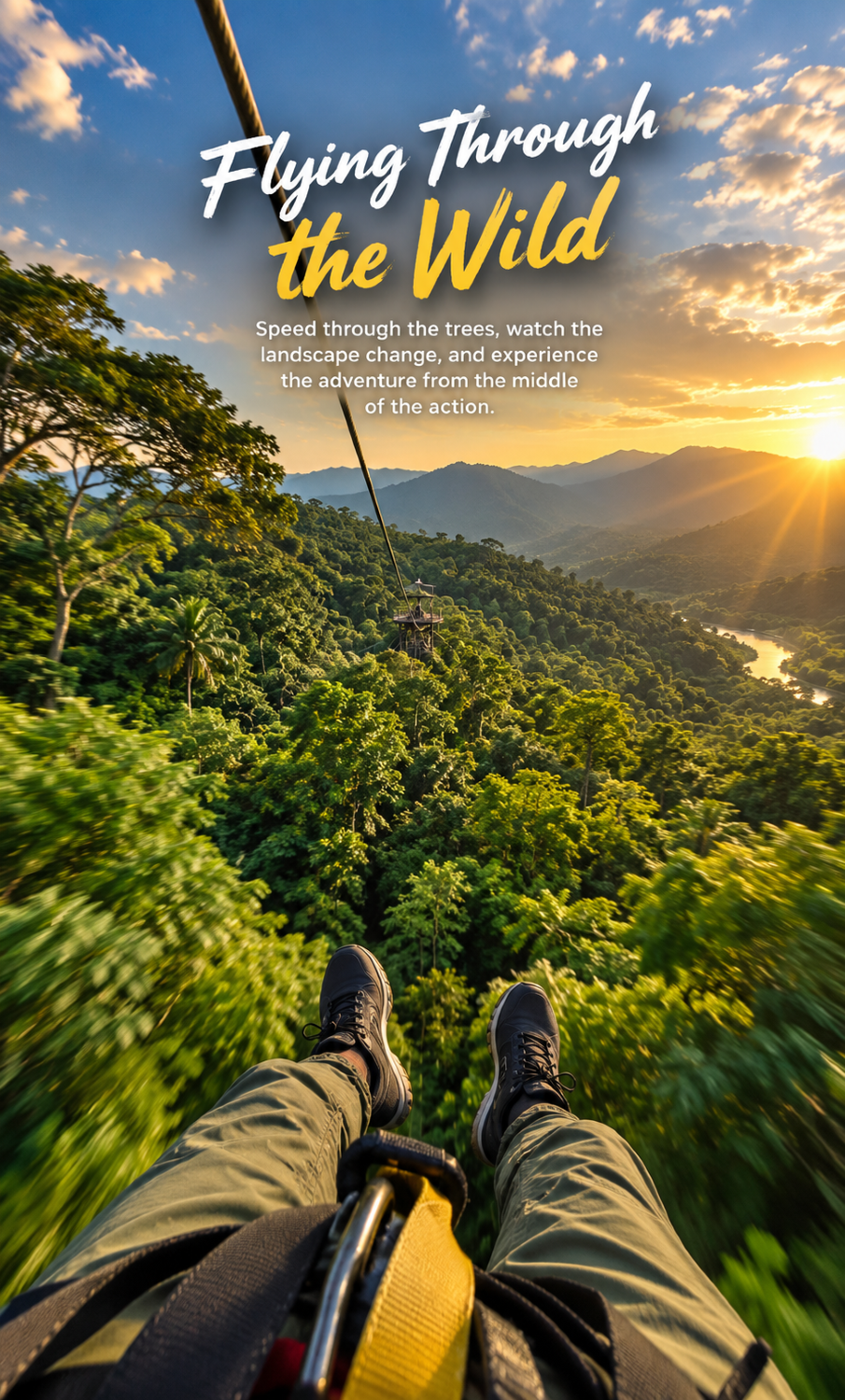 Story: POV zipline sells flying through wilderness