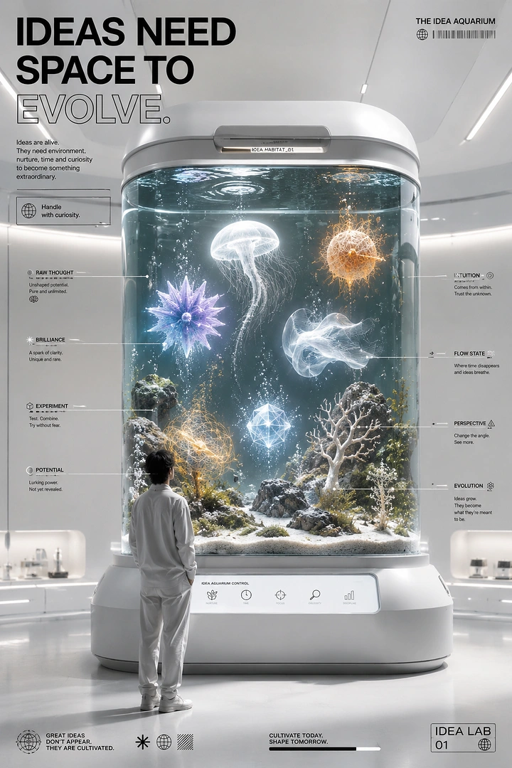 Aquarium Shops creative ad: Futuristic product tank as spec poster