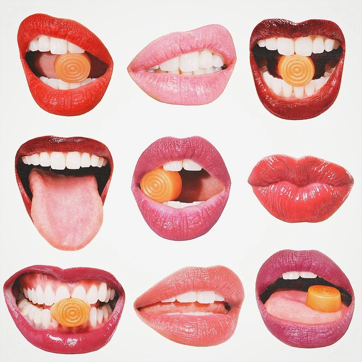 Chewing Gum & Mints creative ad: Mouth grid turns product use into composition