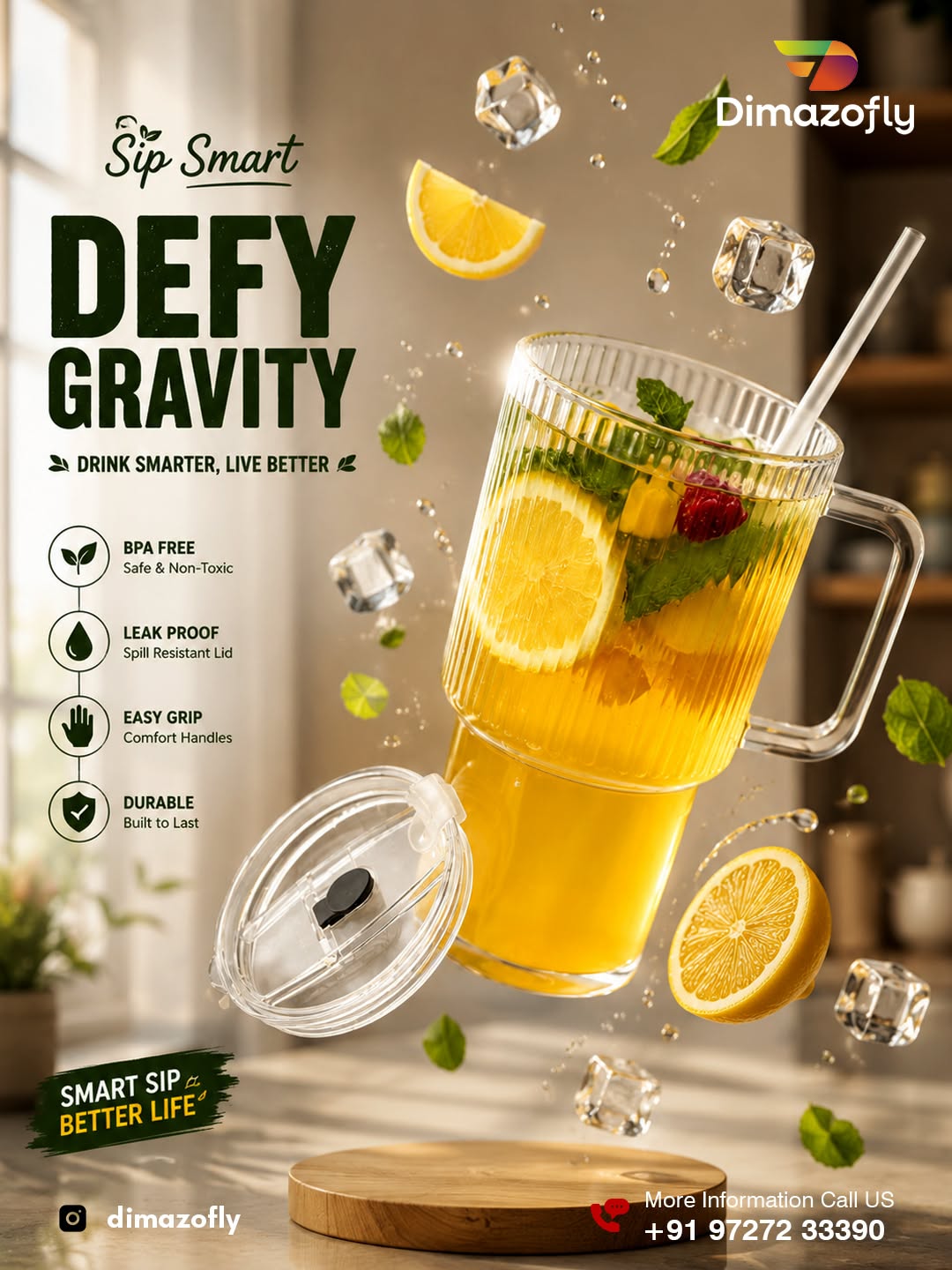 Instagram post: Floating drink supports clever gravity idea