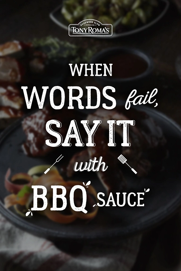 BBQ & Grill Restaurants creative ad: Sauce becomes a witty language substitute