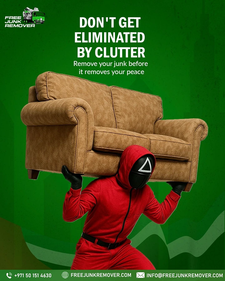 Junk Removal creative ad: Clever clutter elimination visual metaphor