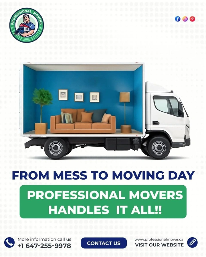 Movers & Packers creative ad: Whole furnished living room inside truck