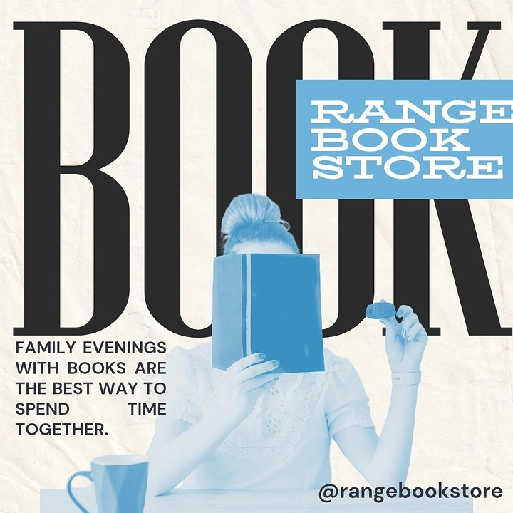 Bookstores creative ad: Reader hiding behind giant BOOK type