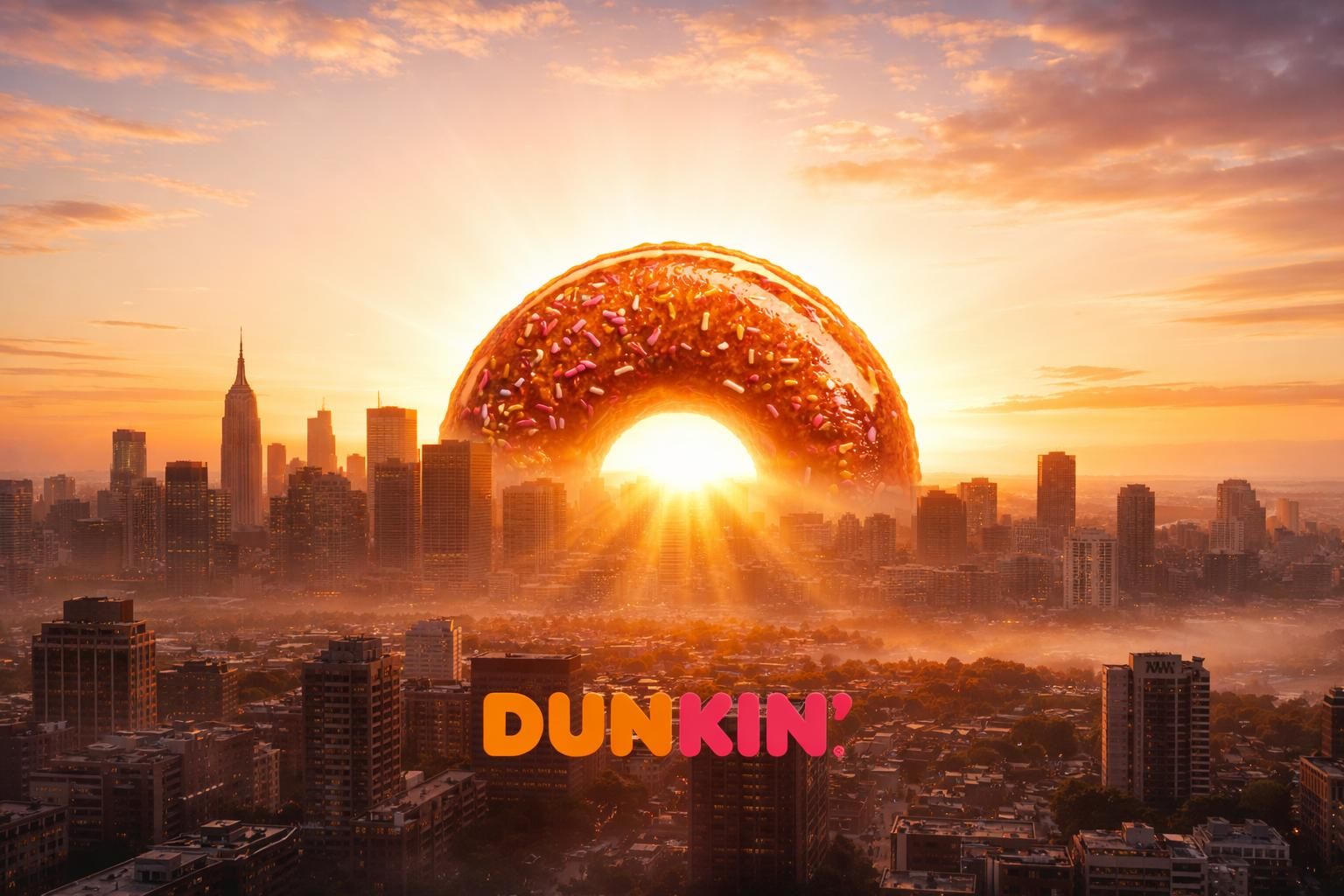 Banner: Donut becomes surreal sunrise symbol