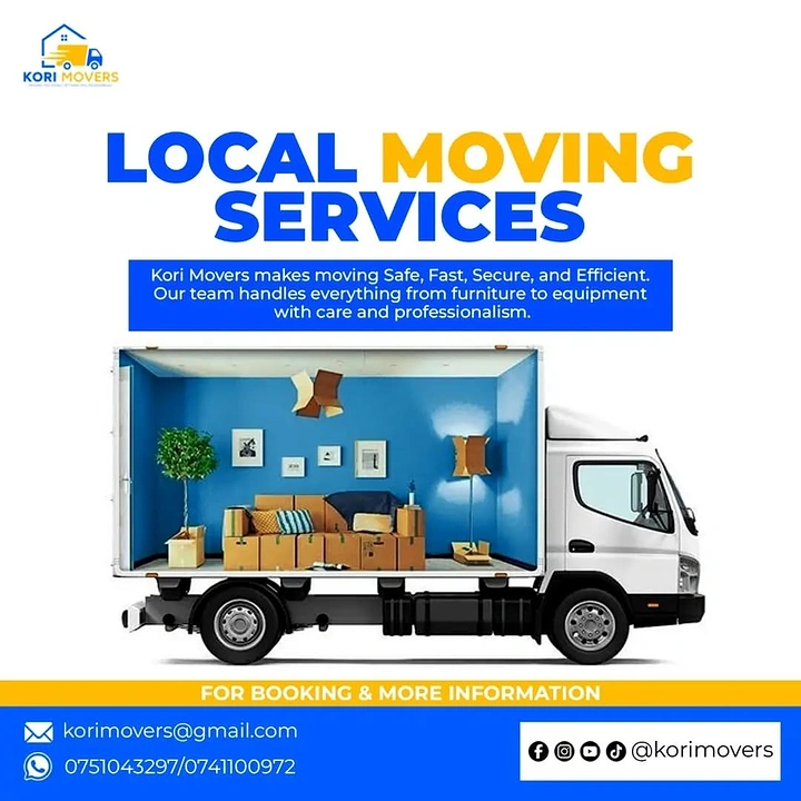 Movers & Packers creative ad: Furnished living room inside truck cargo