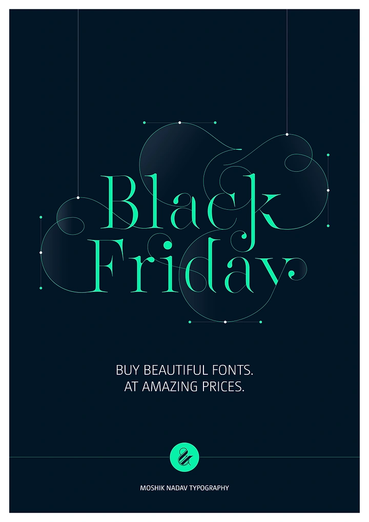 Black Friday creative ad: High-contrast display serif lettering with visible vector bezier handles