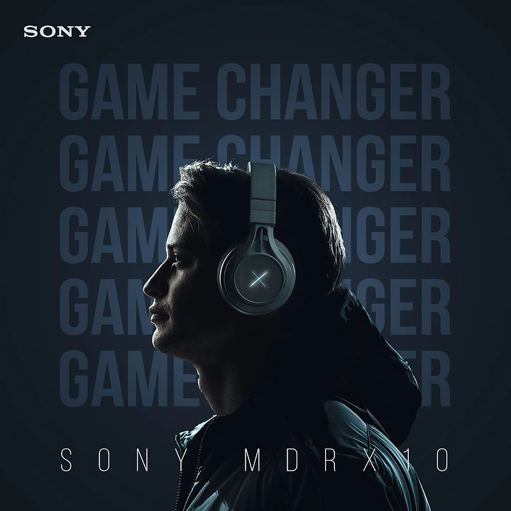 Headphones & Speakers creative ad: Repeated game-changer copy supports gaming concept