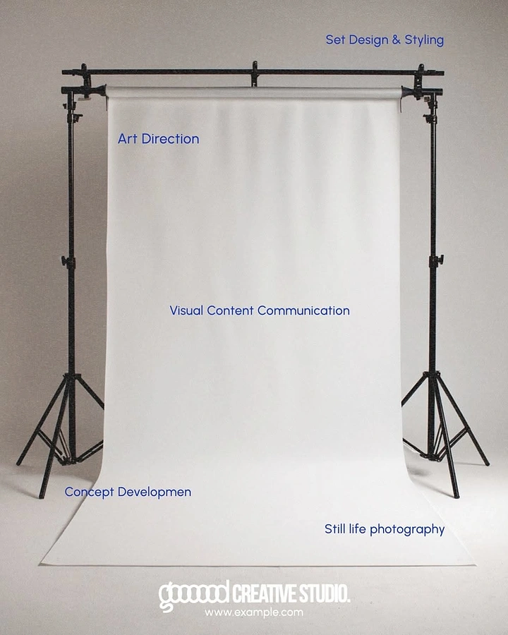 Photography creative ad: Blank backdrop used as services canvas