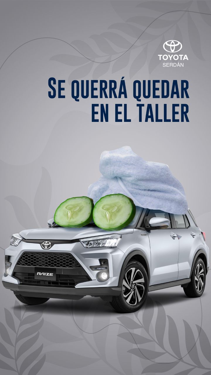 Story: Silver compact SUV wearing spa cucumber slices and towel