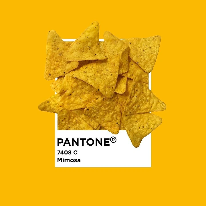 Snacks & Namkeen Brands creative ad: Nachos as Pantone swatch metaphor