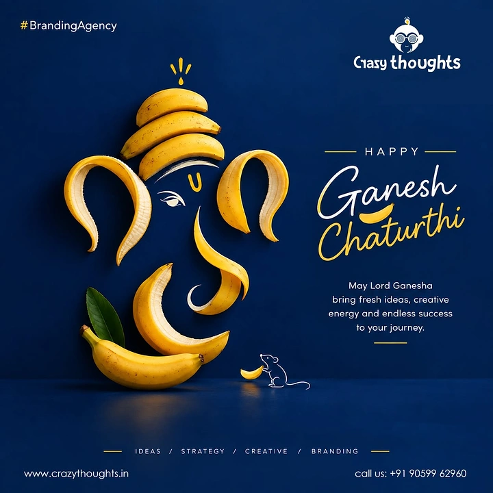 Ganesh Chaturthi creative ad: Ganesha face composed of bananas and banana peels