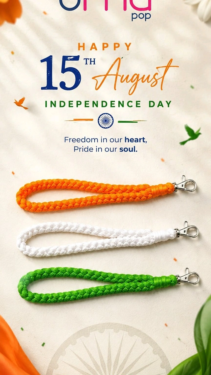 Independence Day creative ad: Lanyards arranged as tricolor flag stripes