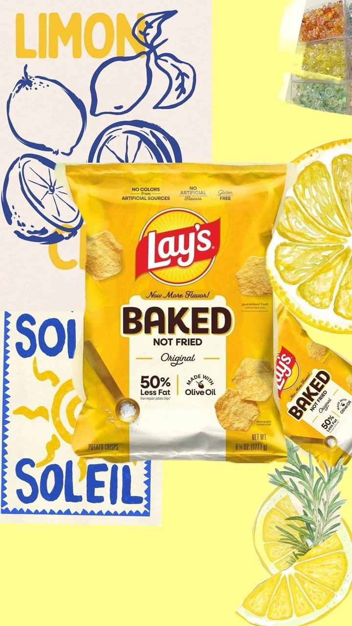 Snacks & Namkeen Brands creative ad: Lemon illustration collage for flavour