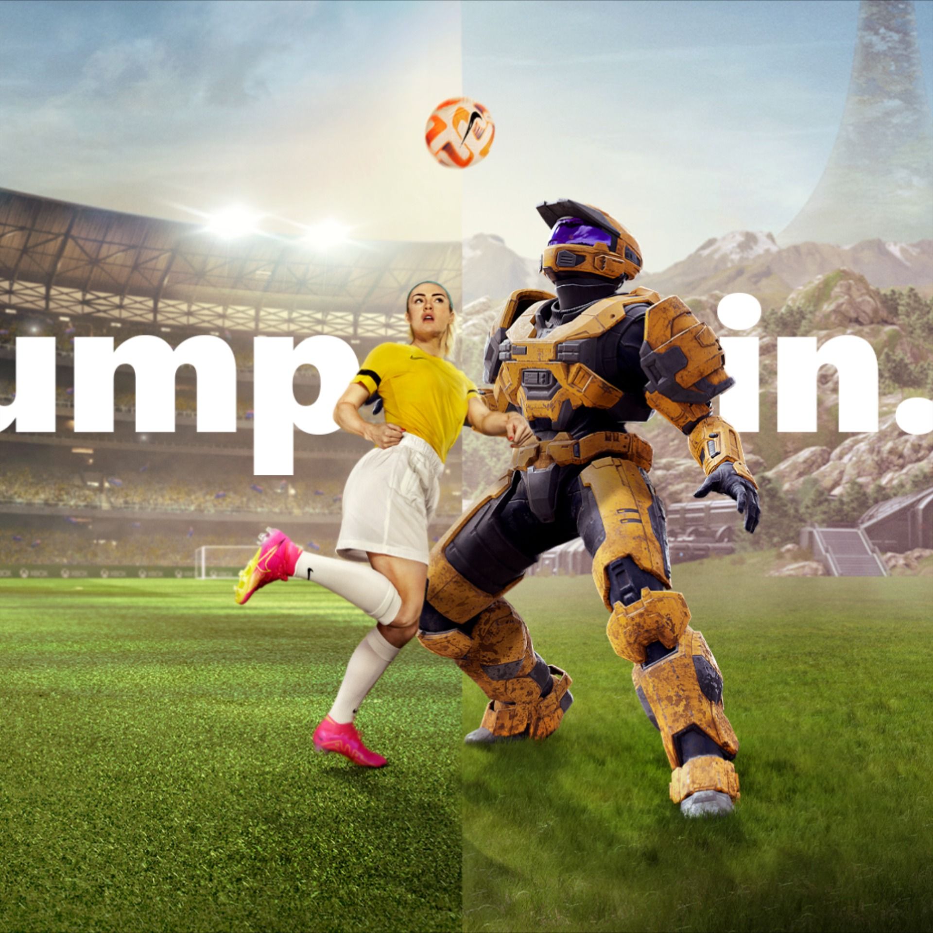 Instagram post: Footballer and Halo Spartan mirrored leap, slide 3