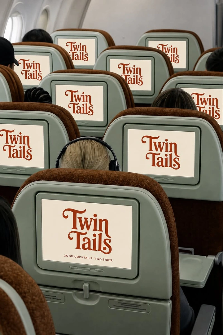 Airlines creative ad: Repeated seatbacks create branded cabin world