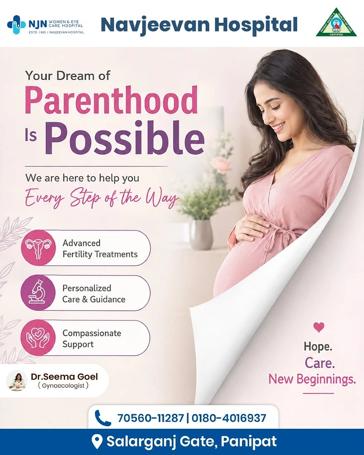 Maternity Hospitals & Gynaecologists creative ad: Curved composition frames parenthood journey