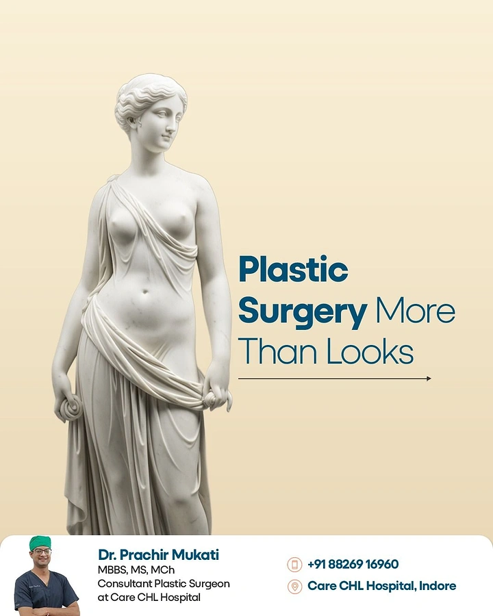 Plastic Surgery Clinics creative ad: Classical statue reframes surgery beyond appearance