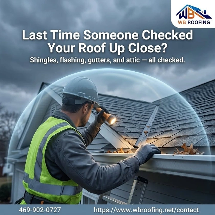 Roofing creative ad: Protective glass dome over inspected roof