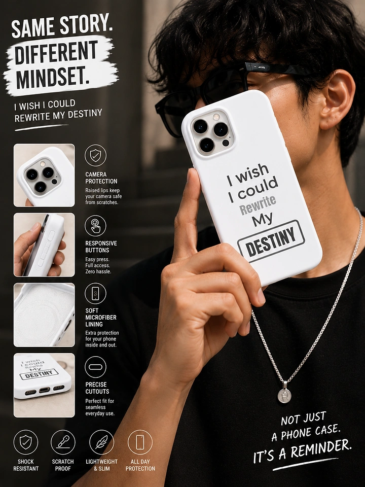 Phone Cases & Mobile Accessories creative ad: Destiny reminder concept supports feature-led case ad