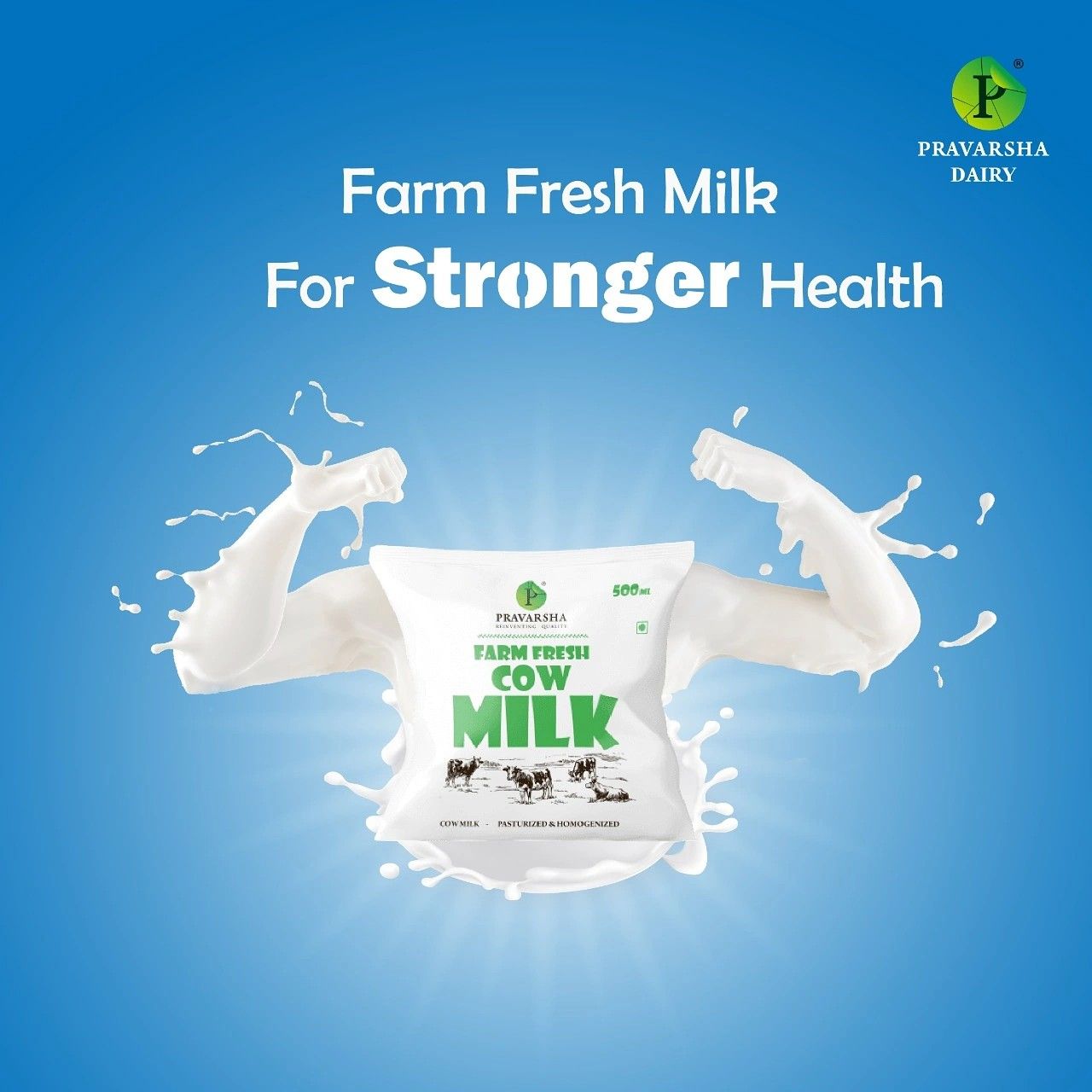 Instagram post: Milk splash forms flexing arms