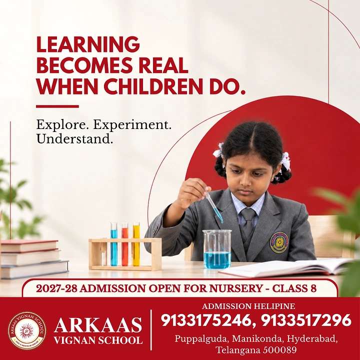 Schools & School Admissions creative ad: Experiment imagery makes learning tangible